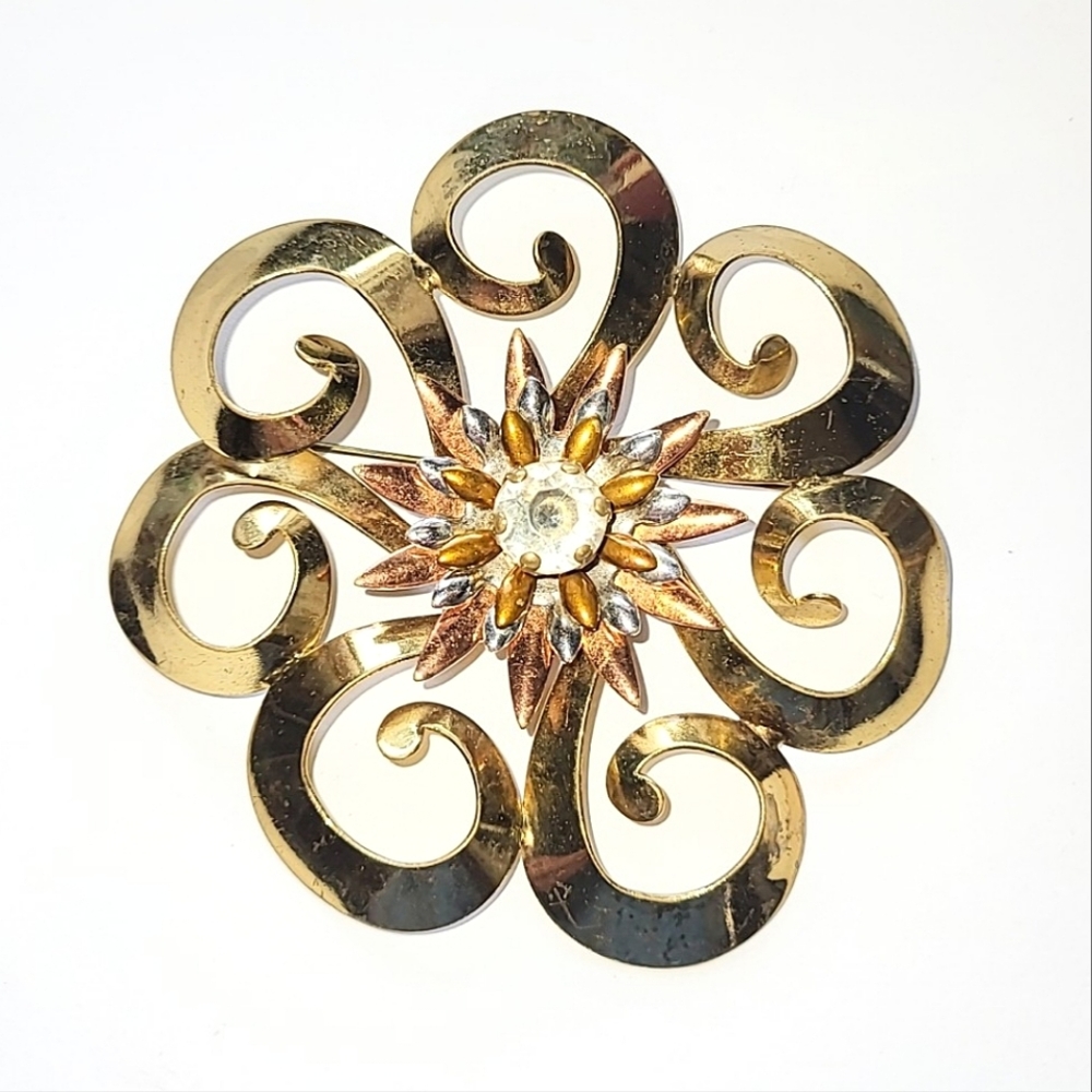HUGE 3 1/2" VINTAGE SPIRAL VINTAGE RETRO BROOCH